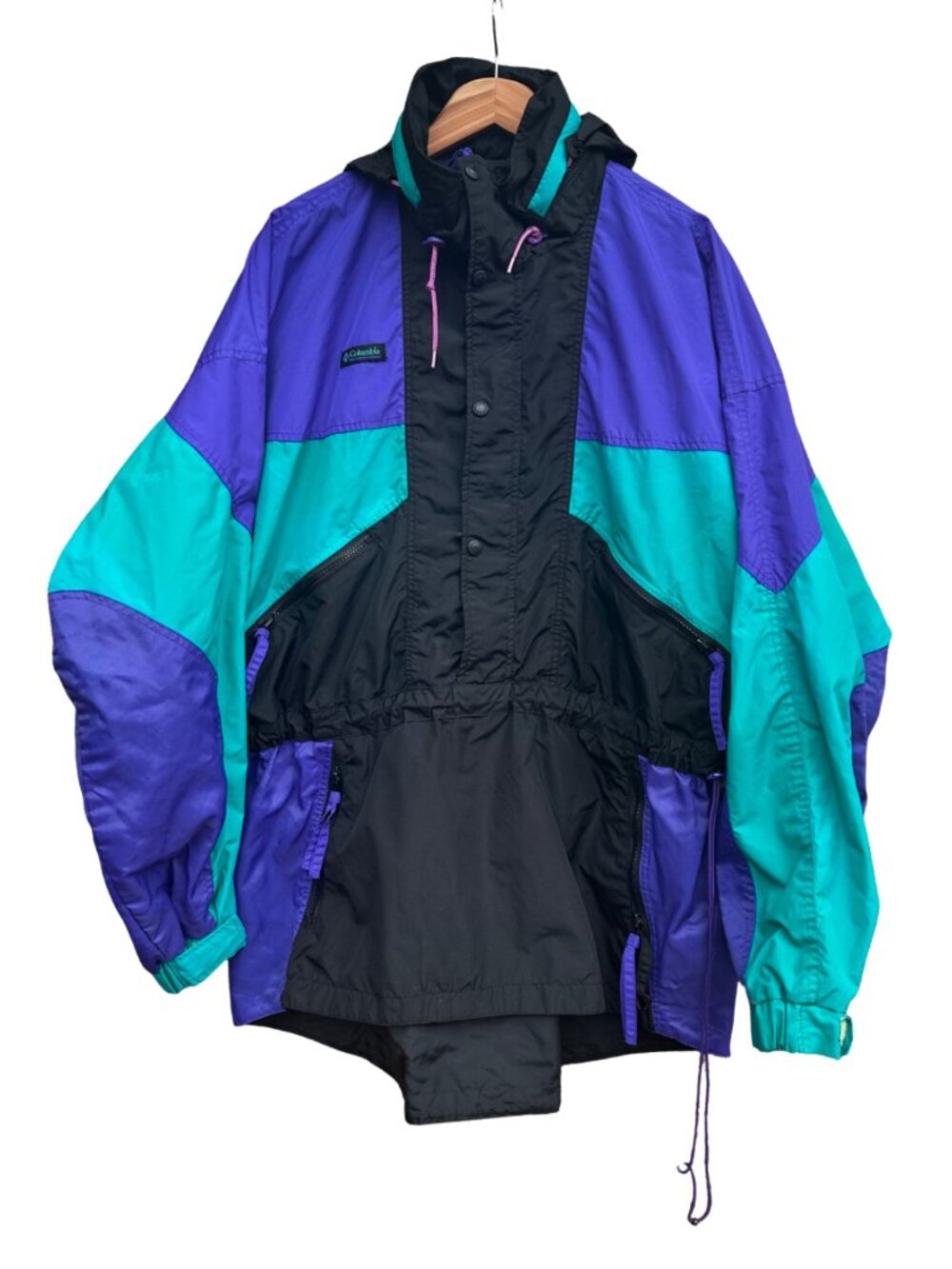 VTG 90s Columbia Teal Purple Colorblock Anorak Jacket XL